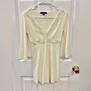 Express Ivory Beaded Top - Size XS
